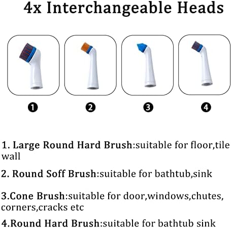 Electric Cleaning Brush with 4 in 1 Multiple Brush Heads, Indoor Household Cordless Motorized Brush for Bathroom Toilet Kitchen Tile Crevice - Image 4
