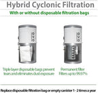 OVO Large and Powerful Central Vacuum System, 700 Airwatts Hybrid Filtration (with or Without Disposable Bags), Covers up to 7500 sq.ft, 6.6 Gal / 25L Bottom Load Rolled Steel Canister - Image 4