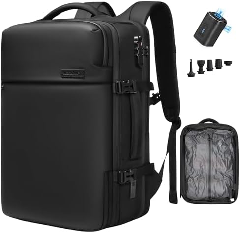 70L Vacuum Travel Backpack, TSA Lock, Charging Port, Waterproof by MegabackAirbagBackpack