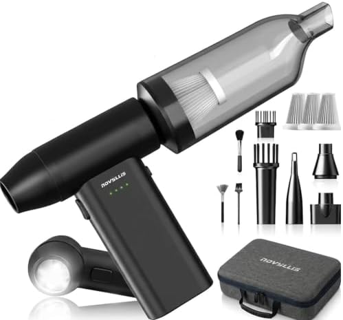 Electric Compressed Air Duster Vacuum Cleaner, LED Light 180000 RPM 5-Speed Handheld Mini Blower Storage Bag PC Cleaning Kit USB-C Rechargeable for Keyboard Home Outdoor Car BBQ Grill by Unknown