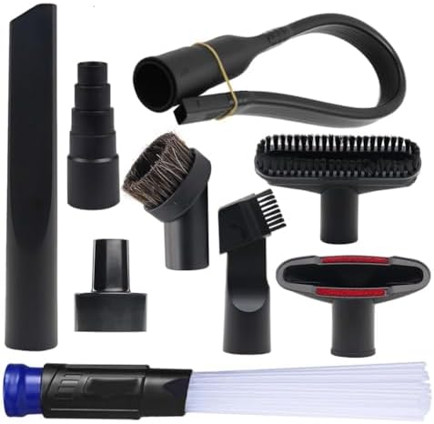 9 Pcs Household Cleaning Vacuum Cleaner Attachments for Shop Vac Accessories - 2 1/2" to 1 1/4" Vacuum Hose Adapter, 1 7/8" to 1" Adapter for Shop Vac, 1 1/4" Vacuum Brush Flexible Crevice Tool by GIBCleaningtool