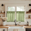 jinchan Linen Pinch Pleated Back Tab Tier Curtains, 26x30, Green by JINCHAN