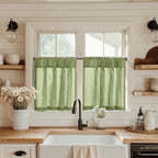 jinchan Linen Pinch Pleated Back Tab Tier Curtains, 26x30, Green by JINCHAN