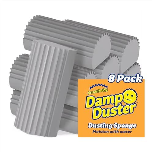 Scrub Daddy Damp Duster Dusting Sponges (8 Count) - Dust Remover for Household Cleaning - Duster for Vents, Railings & Blinds - Reusable Baseboard Cleaner by ScrubDaddy