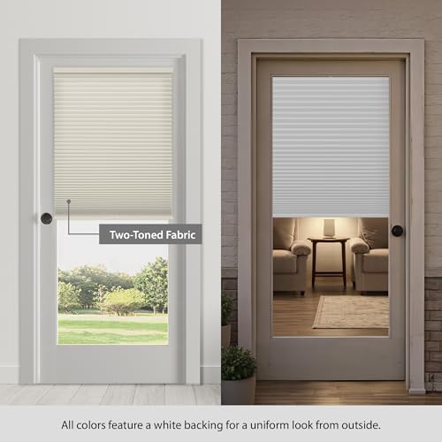 DEZ FURNISHINGS Cordless No Tools No Drill 1.5" Magnet Light Filtering Shades for Metal Doors, 28" W x 42" H, Alabaster - Image 4