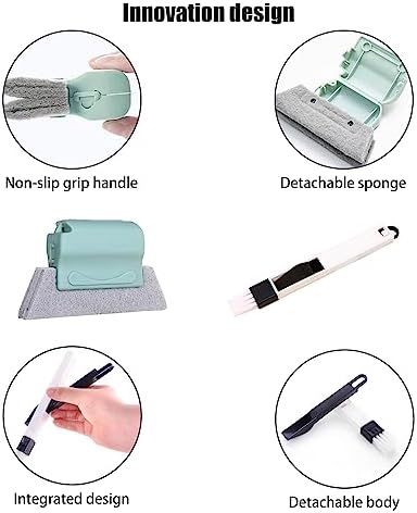Window Groove Cleaning Tools Set,Small Multipurpose Track Brush with dustpan,Magic Gap Scouring Pad with 10 Replacement Sponge,Sliding Door Slot Cleaner Tools,Hand-held Family Sill Crevice Clean Scrub - Image 3