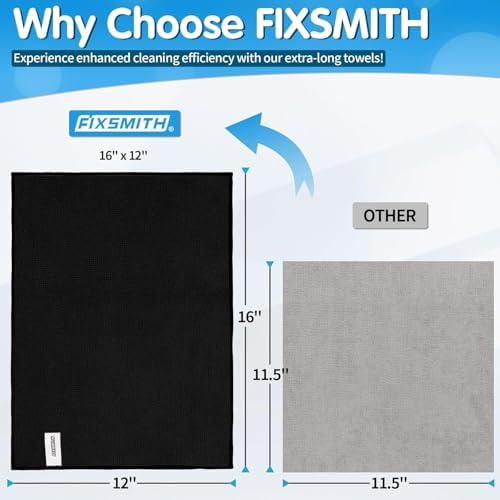 FIXSMITH Black Microfiber Cleaning Cloth -Pack of 24, Highly Absorbent Cleaning Rags, 16"X12" All Purpose Cleaning Towels for Housekeeping, Kitchen, Car, Lint Free and Reusable Microfiber Towels - Image 2