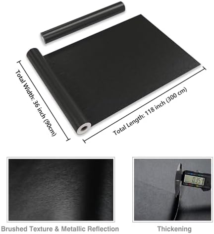 CRE8TIVE Wide 36"x118" Black Stainless Steel Contact Paper for Kitchen Wallpaper Peel and Stick Black Contact Paper Waterproof Adhesive Brushed Metallic Wallpaper for Appliances Backsplash Furniture - Image 2