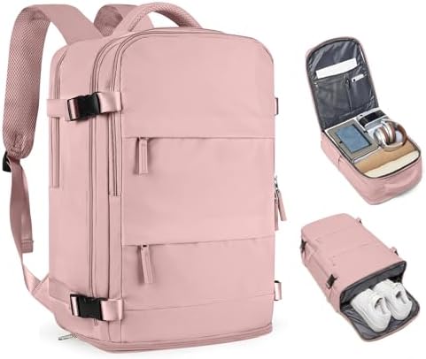 coofay Personal Item Travel Backpack for Women Airline Approved Carry on Backpack Flight Approved Waterproof Sports Luggage Backpack Casual Daypack Small Hiking Backpack Pink Backpack by coofay