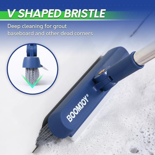 BOOMJOY Grout Brush with Long Handle, Grout Cleaner Brush for Tile Floors, Stiff Bristles for Crevice, Tile Line, Shower, Kitchen, Bathroom - Image 2