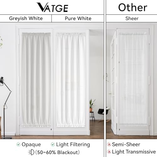 Vatge Sidelight Curtains for Front Door, 12 Inch Wide Narrow Window Curtains for Side Door, 1 Panel, W12 x L80, Greyish White - Image 4