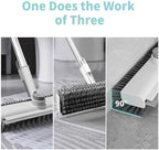Floor Scrub Brush with Long Handle, 3 in 1 Scrape and Heavy-Duty Stiff Bristle Scrubber Brush for Cleaning Shower Bathroom, Patio, Garage, Kitchen, Wall and Deck (White, 2 Pack) - Image 3