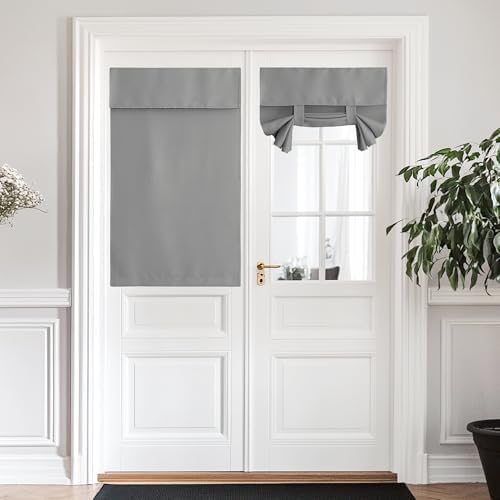 NICETOWN Silver Grey Blackout French Door Curtains for Half Window Cover by NICETOWN