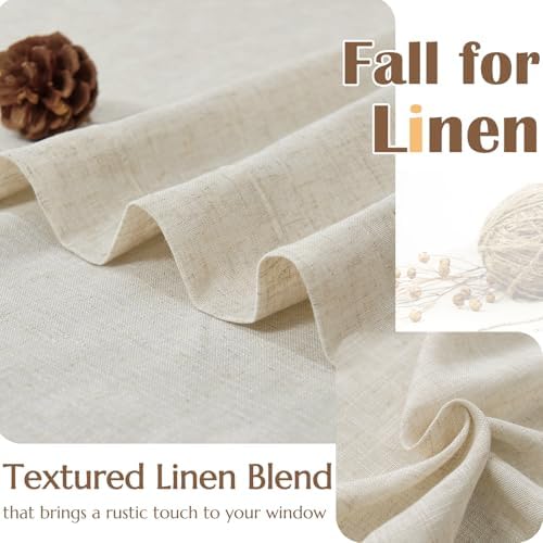 jinchan Linen Pinch Pleated Back Tab Tier Curtains, 38x45, Natural - Image 7