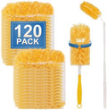 Heavy Duty Duster Refills, Disposable Dusters Kit for Cleaning Dusting Furniture Blind Ceiling Fan, Multi Surface 360 Feather Duster(120)+3FT Extended Handle +1 Handle by YHOVID