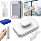 6-in-1 Magnetic Window Cleaner, Magnetic Window Cleaner Double Sided with Anti-Falling Rope, Magnetic Car Windshield Cleaner Tool, Dual Pads + Squeegee, Fit for 1/8"-1'' Glasses，5/8"-1'' by Unknown