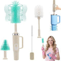 5 in 1 Electric Bottle Brush Cleaner Compatible Stanley Bottle Brush Straw Cleaner Multifunction Rechargeable IPX6 Waterproof Extra Long Design for Stanley Cup, Sports Bottle and More (Beige) by Keoshiga