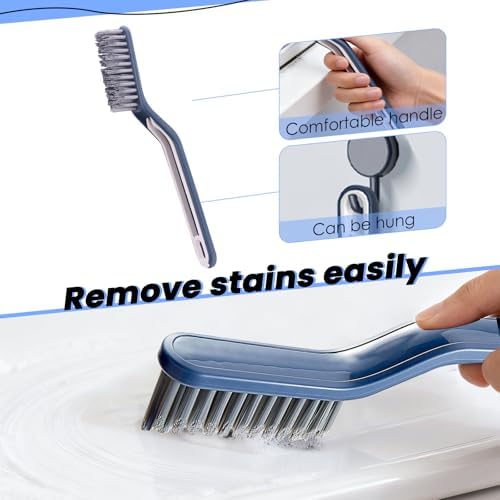 6pcs Crevice Cleaning Brush Multifunctional Hard Bristle Grout Cleaner Brush Crevice Cleaning Tools Bathroom Cleaning Brush with Clip,Kitchen Brush for Household, Kitchen, Window, Sink, Toilet, Grout - Image 6