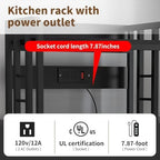 Bakers Rack with Power Outlet ，Microwave Stand 4-Tier Kitchen Baker's Rack, Free Standing Baker's Rack Kitchen Stands with Storage Suitable for Kitchen, Living Room, Dinning Room，Coffee Bar (Black) - Image 4