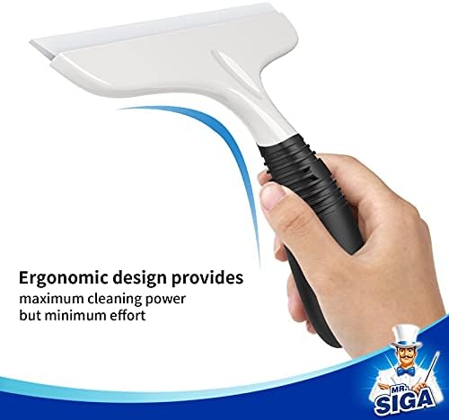 MR.SIGA Silicone Squeegee for Shower Doors, 25 cm/10 inch, White & Black - Image 4