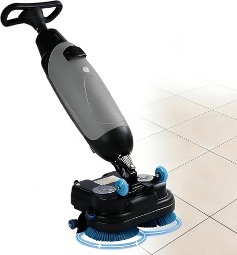 17" Commercial Floor Scrubber Machine - Walk Behind Floor Cleaning Machine with Double Brushes, Cordless Electric Floor Scrubber & Polisher for Tile, Concrete Floor, Hardwood, 13000 Sqft/h by Unknown