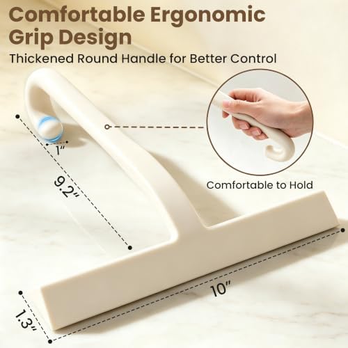 10 Inch Silicone Shower Squeegee for Glass Doors, Streak-Free, White - Image 2