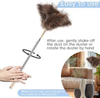 THARAHT Extendable Ostrich Feather Duster up to 27-94 inches Fluffy Feathers Long Handle Reusable for Cleaning Ceiling Fan Pendant lamp High Ceiling Blinds Furniture Feather Duster - Image 5