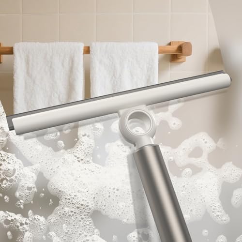 Extendable Shower Squeegee for Glass Doors, Shower Squeegee with 10-Inch Silicone Blade, Telescoping Handle for Windows and Shower Glass, Silver - Image 5