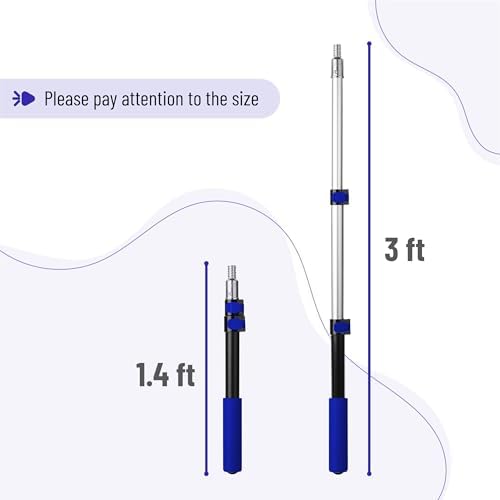Bates- Telescopic Extension Pole, 3 Ft, Aluminum Alloy, Sturdy Multi-Purpose Extension Pole with Flip-Lock Design for Painting, Dusting and Cleaning - Image 2