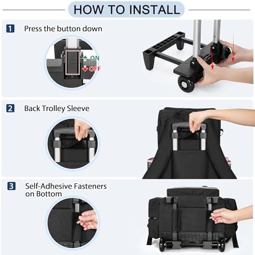 LoDrid Professional Rolling Cleaning Backpack with Detachable Trolley - Image 4