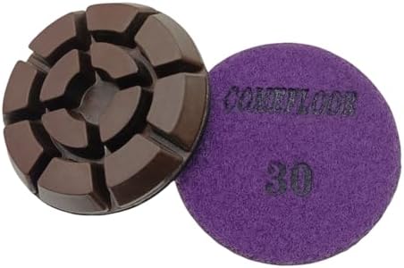 Diamond Floor Polishing Pads, 3 Inch Resin Bond Hook and Loop Polishing Pucks for Concrete, Terrazzo, Marble, Granite, Grit 30, 9PCS by ComeFloor