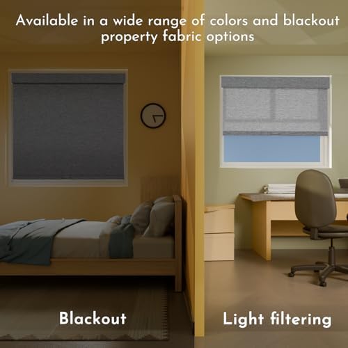 Persilux Blackout Roller Shades for Window Blinds,Cordless,Linen Fabric,Thermal Insulated Fabric UV Protection Shades for Home,Office,Bedroom,Door,Blackout-Grey,28" W X 72" H - Image 5