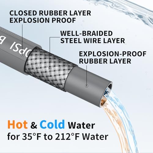 150FT Pressure Washer Hose 4200PSI Steel Braid with 3/8'' QC - Image 3