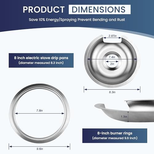 Chrome Stove Drip Pan with Trim Ring Fit for GE Hot point Stove - Image 3