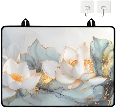 White Flower Golden Ribbon Stove Top Cover for Electric Stoves - Image 2