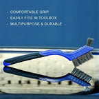 Lavaxon Wire Brush Set 3Pcs - Nylon/Brass/Stainless Steel Bristles with Curved Handle Grip for Rust, Dirt & Paint Scrubbing with Deep Cleaning – 7 Inches (Blue) - Image 5