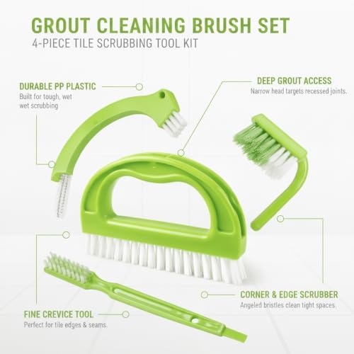 Grout Cleaning Brush Set, 4-Piece Tile Scrubbing Tool Kit for Narrow Gaps and Corners, Durable PP Plastic Crevice Cleaner for Bathroom Shower and Kitchen Backsplash (Set of 4) - Image 5