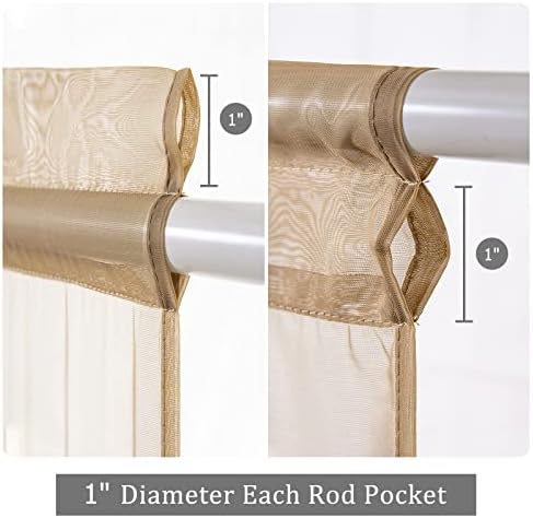MIULEE Brown 25 x 72 Inches Sidelight French Door Sheer Curtains - Image 2