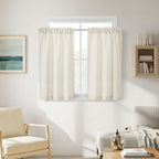 40 Inch Linen Farmhouse Kitchen Small Curtains 2 Panels Semi Sheer by DUKIYO