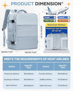 coofay Travel Backpack Carry on Flight Approved Mochila De Viaje Carry on Backpack for Airplanes Spirit Airlines Personal Item Bag 18x14x8 Inches Travel Bag Traveling Backpack for Women Men Grey Blue - Image 3