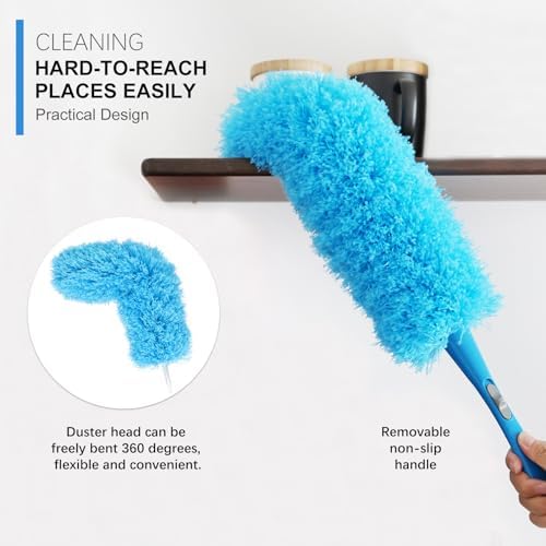 Rainbow Static Duster 24inch Reusable Microfiber Electrostatic Dusters with 2 Beandable and Washable Duster Head for Cleaning Home, Office, Car - Image 3