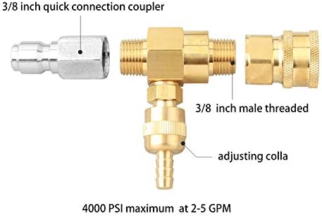 Sooprinse Chemical Injector Kit for High Pressure Washer, 4000 PSI Adjustable Soap Dispenser with a 1/4 Inch Black Soap Nozzle and Teflon Tape, 16 Ft Siphon Hose, 3/8 Inch Quick Connect - Image 3