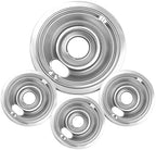 4-Piece Drip Pans Set - Compatible with GE Stoves - Chrome Finish Electric Stove Burner Drip Pans - 3 x 6inch, 1 x 8inch Stove Drip Pans - GE Stove Drip by COZZIVITA