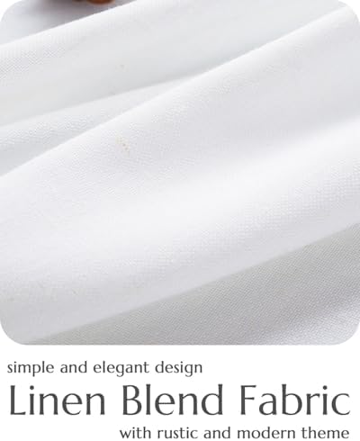 jinchan Linen Tier Curtains with Lined, 26x24, 2 Panels, Beige White - Image 5