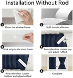 Vatge Self-Adhesive Sidelight Curtains for Glass Doors - No Drill Removable Window Coverings, Light Filtering Panel, 1 Panel, W12 x L60, Navy - Image 4