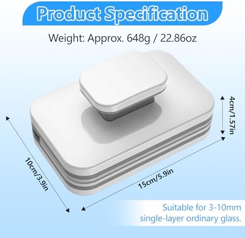 Magnetic Window Wiper Cleaner, Double Glazed Magnetic Window Cleaner Adjustable Double-Side Glass Cleaning Accessory for Home High-Rise Glass Use - Image 2