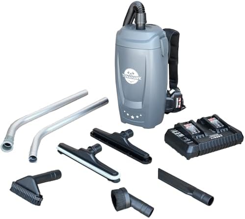 Tomahawk 18V Battery Powered Backpack Vacuum 6L for Janitorial Cleaning – Lightweight Cordless Commercial Vacuum with Quiet Operation by TomahawkPower