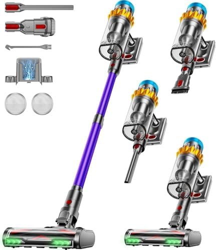 Cordless Vacuum Cleaner, 650W 55KPA 75Min Powerful Vacuum Cleaners for Home, Self-Standing Stick Vacuum Cordless Rechargeable/ Anti-Tangle/OLED Screen/1.8L Cup for Home Pet Hair/Carpet/Hardwood Floor by JRFYHFT