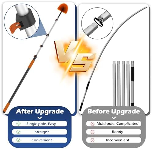 26FT High Reach Duster Kits with 5-20FT Extension Pole, Cobweb Duster with Telescoping Pole, Washable Ceiling Fan Cleaner & Window Squeegee for Glass Surfaces & High Roof - Image 6