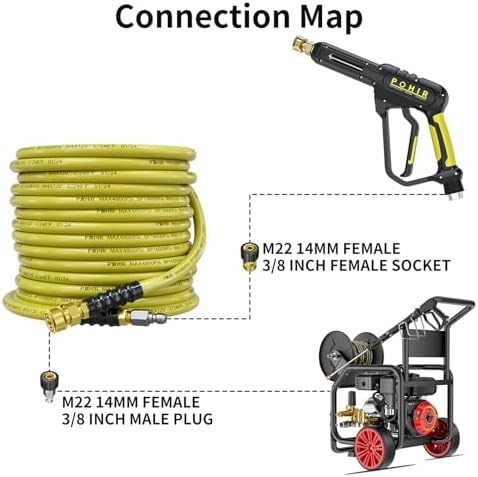 POHIR 50ft Pressure Washer Hose 3/8" 4800 PSI with 3/8 Quick Connect - Image 6